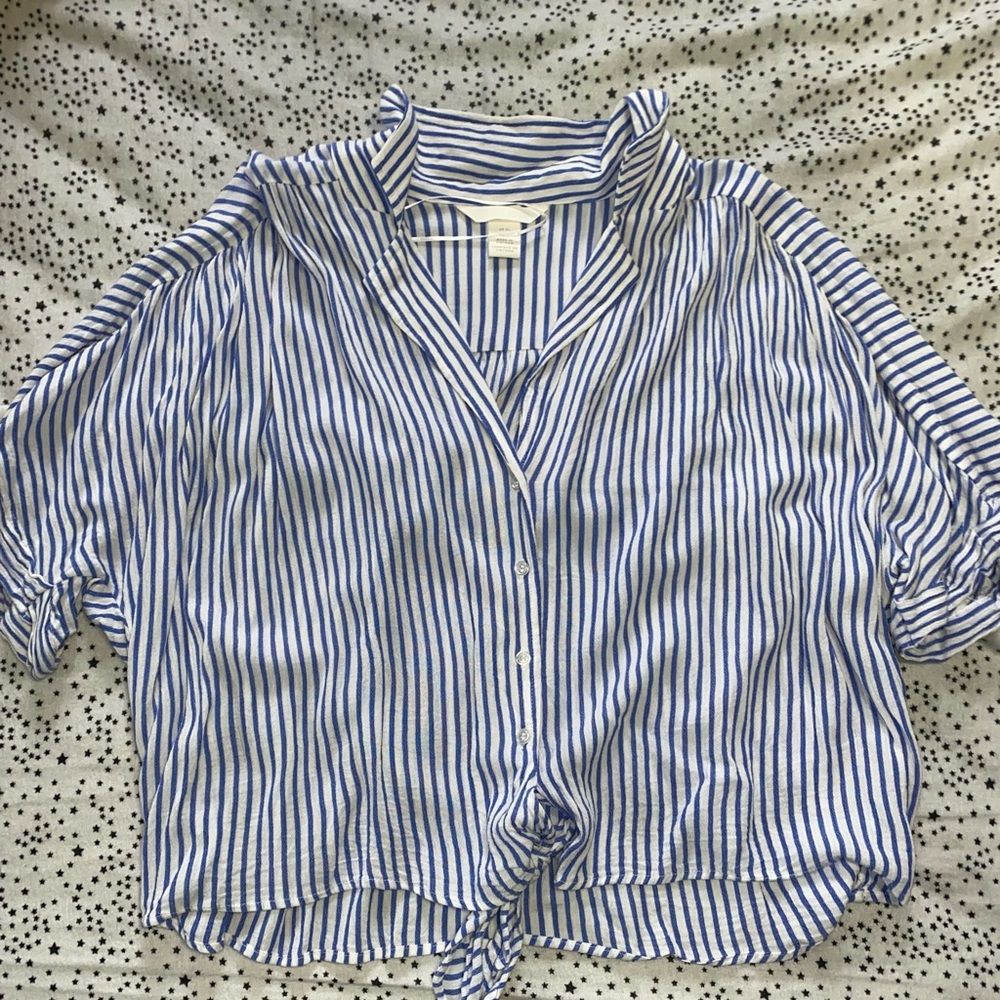 H&M Stripped Cropped Blouse